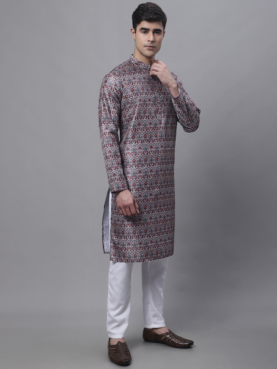 Jompers Men's Maroon Digital Printed Kurta Pyjama Set - Distacart