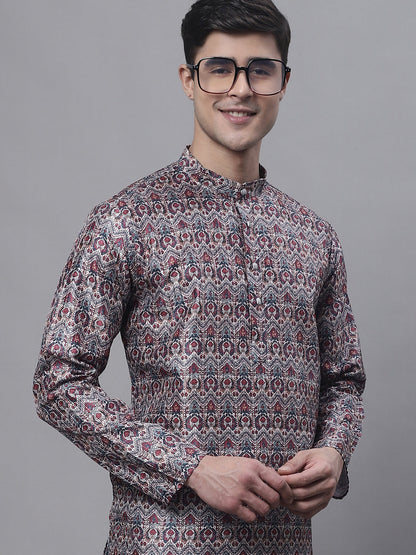 Jompers Men's Maroon Digital Printed Kurta Pyjama Set - Distacart