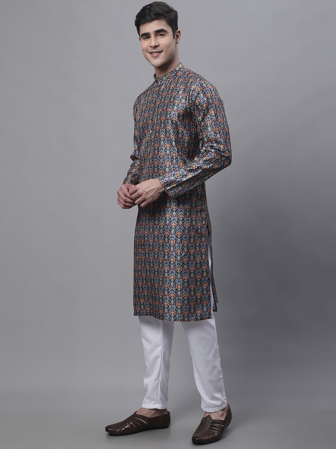 Jompers Men's Navy Digital Printed Kurta Pyjama Set - Distacart