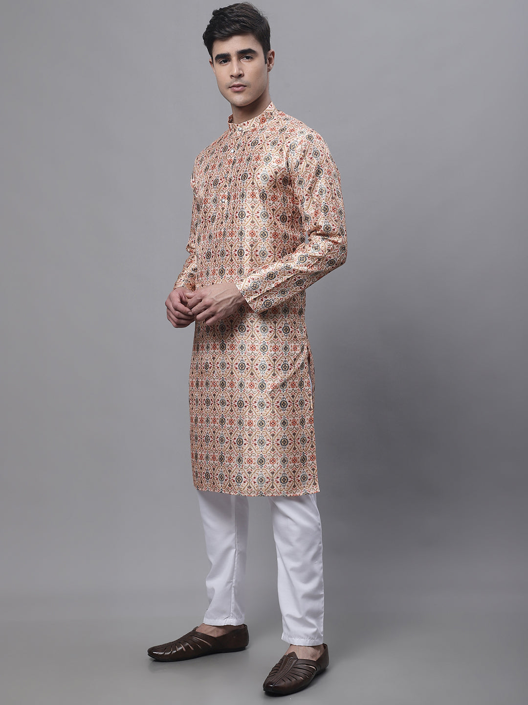 Jompers Men's Peach Digital Printed Kurta Pyjama Set - Distacart
