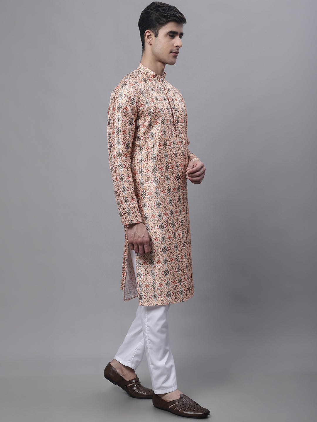 Jompers Men's Peach Digital Printed Kurta Pyjama Set - Distacart