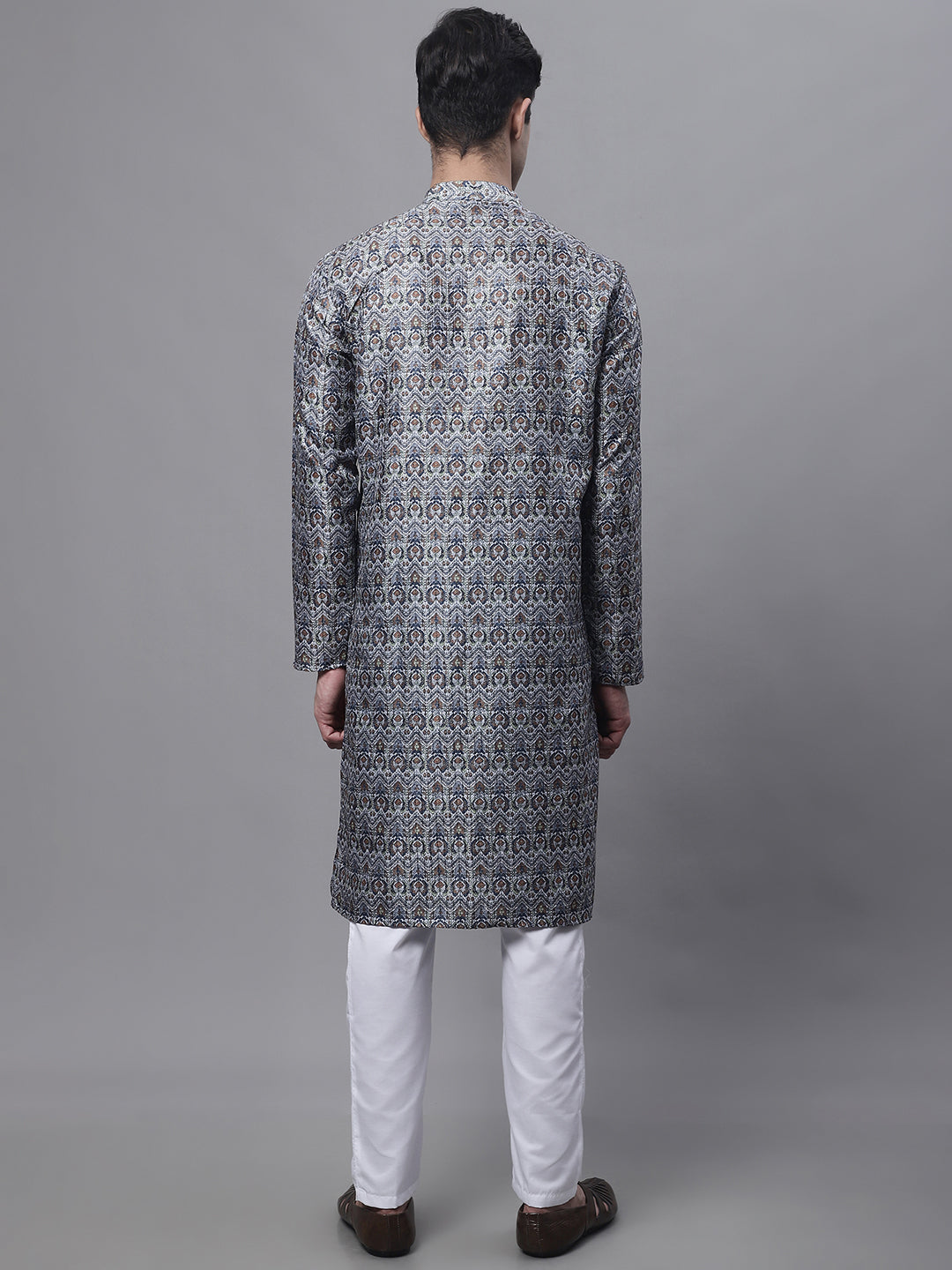 Jompers Men's Silver Digital Printed Kurta Pyjama Set - Distacart