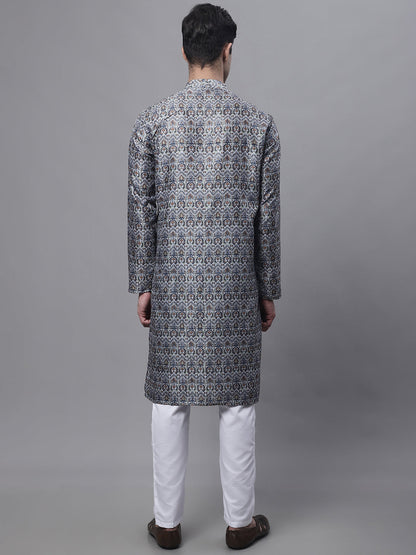 Jompers Men's Silver Digital Printed Kurta Pyjama Set - Distacart