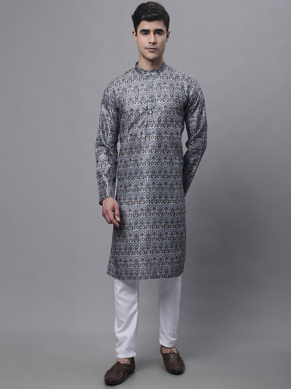 Jompers Men's Silver Digital Printed Kurta Pyjama Set - Distacart