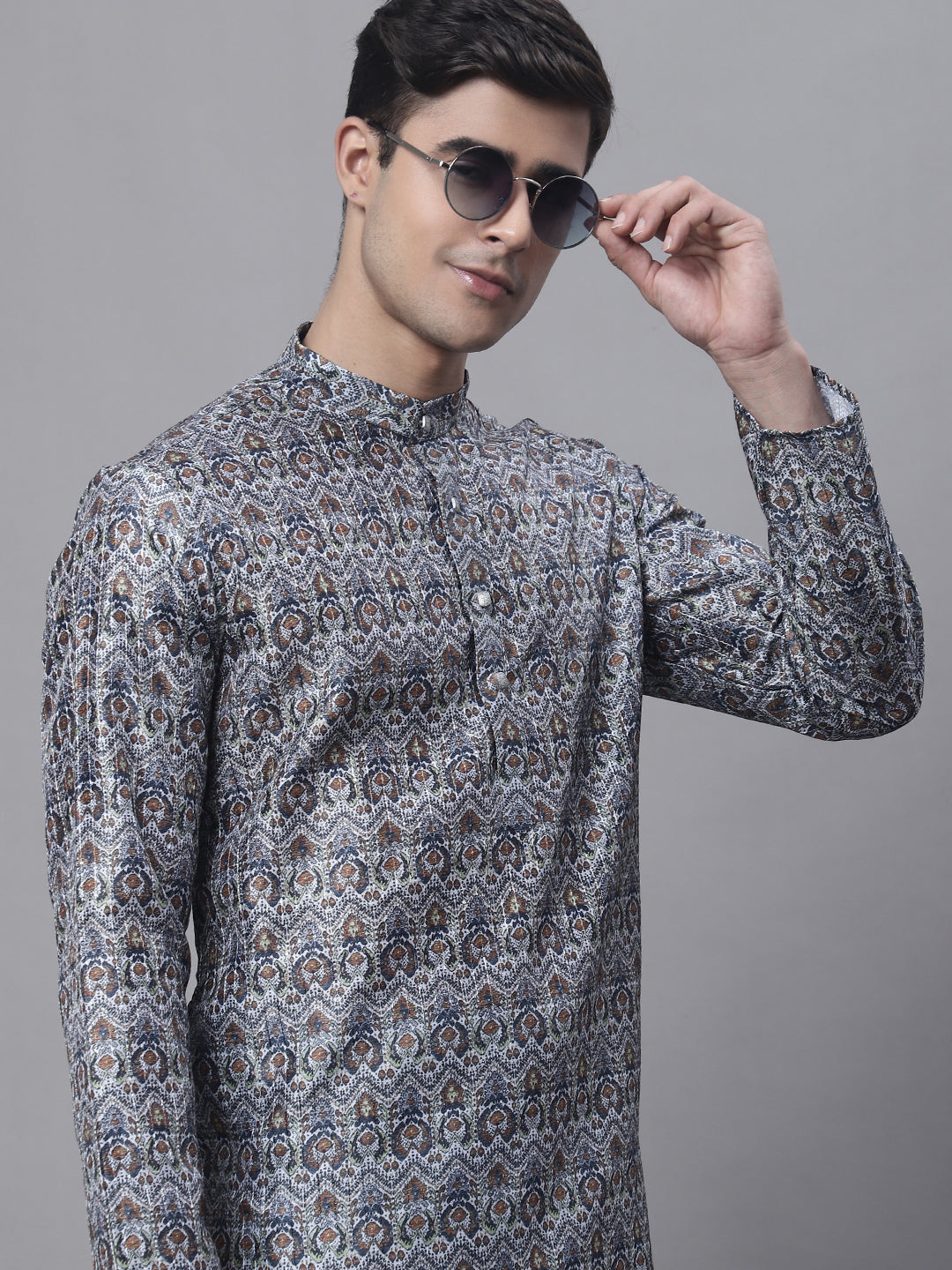 Jompers Men's Silver Digital Printed Kurta Pyjama Set - Distacart