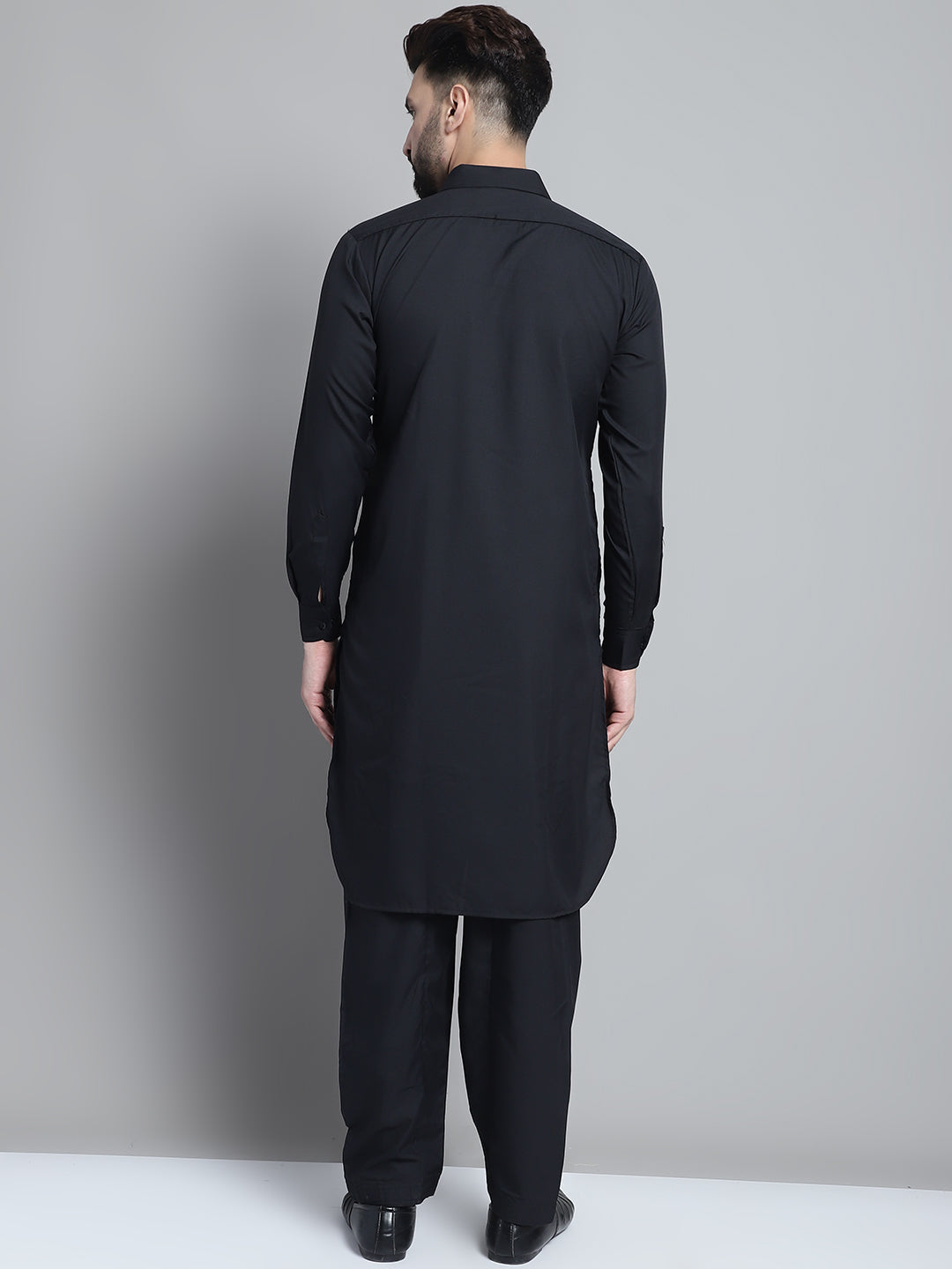 Jompers Men's Black Cotton Solid Pathani Kurta with Salwar - Distacart