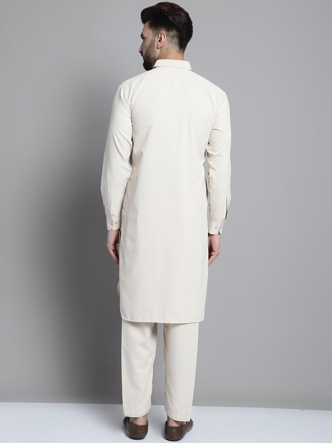 Jompers Men's Cream Cotton Solid Pathani Kurta with Salwar - Distacart