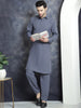 Jompers Men's Solid Pathani Kurta with Salwar - Grey - Distacart