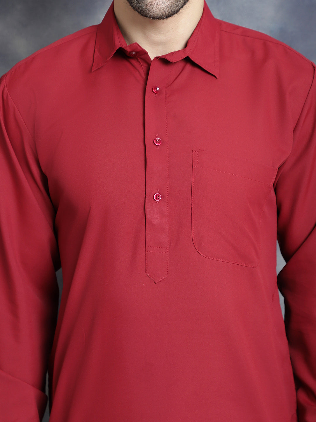 Jompers Men's Solid Pathani Kurta with Salwar - Maroon - Distacart