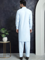 Thumbnail for Jompers Men's Solid Pathani Kurta with Salwar - Sky Blue - Distacart
