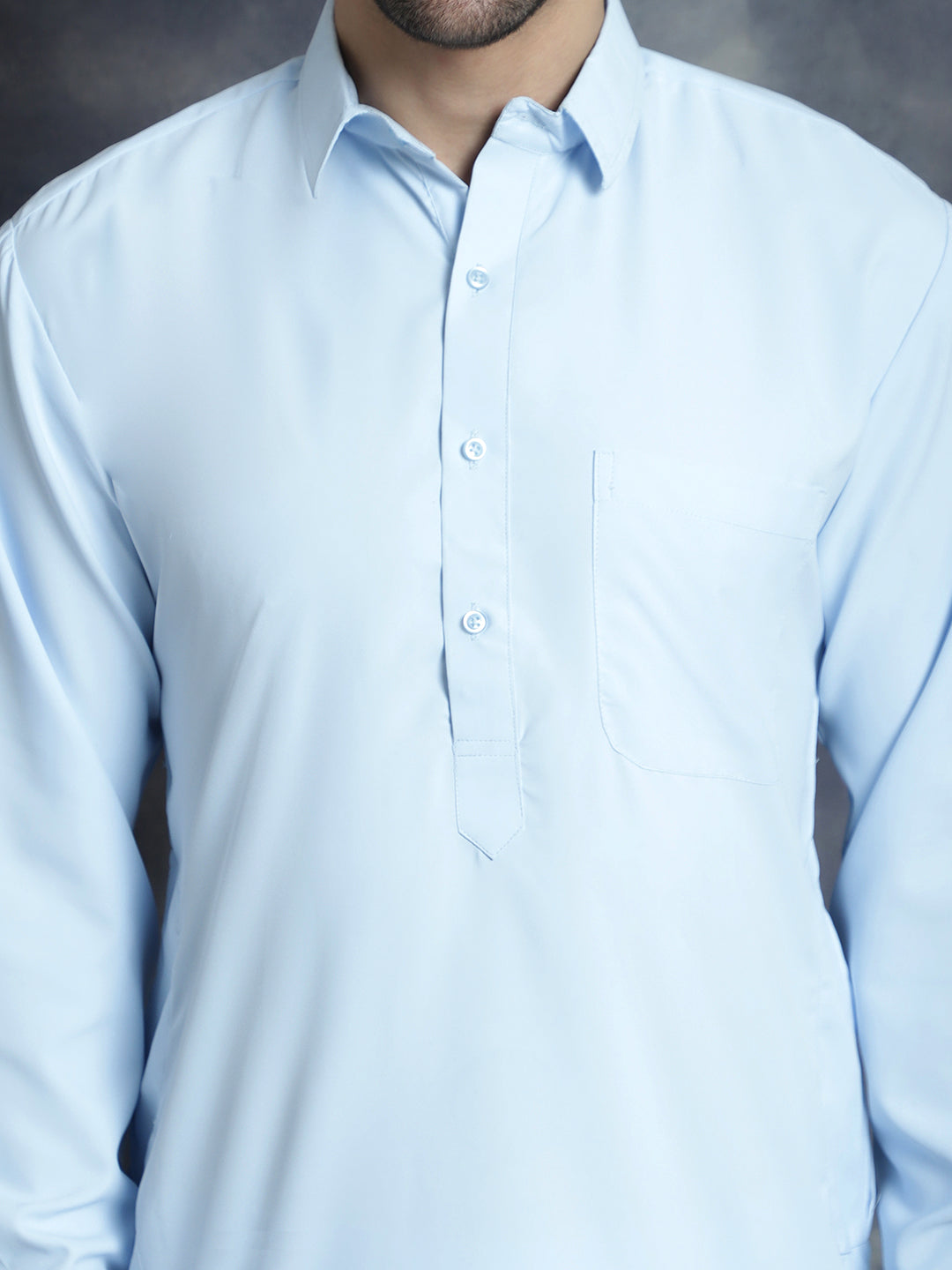 Jompers Men's Solid Pathani Kurta with Salwar - Sky Blue - Distacart