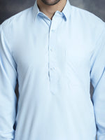 Thumbnail for Jompers Men's Solid Pathani Kurta with Salwar - Sky Blue - Distacart