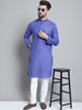 Jompers Men's Solid Pure Cotton Kurta With Pyjamas - Blue - Distacart
