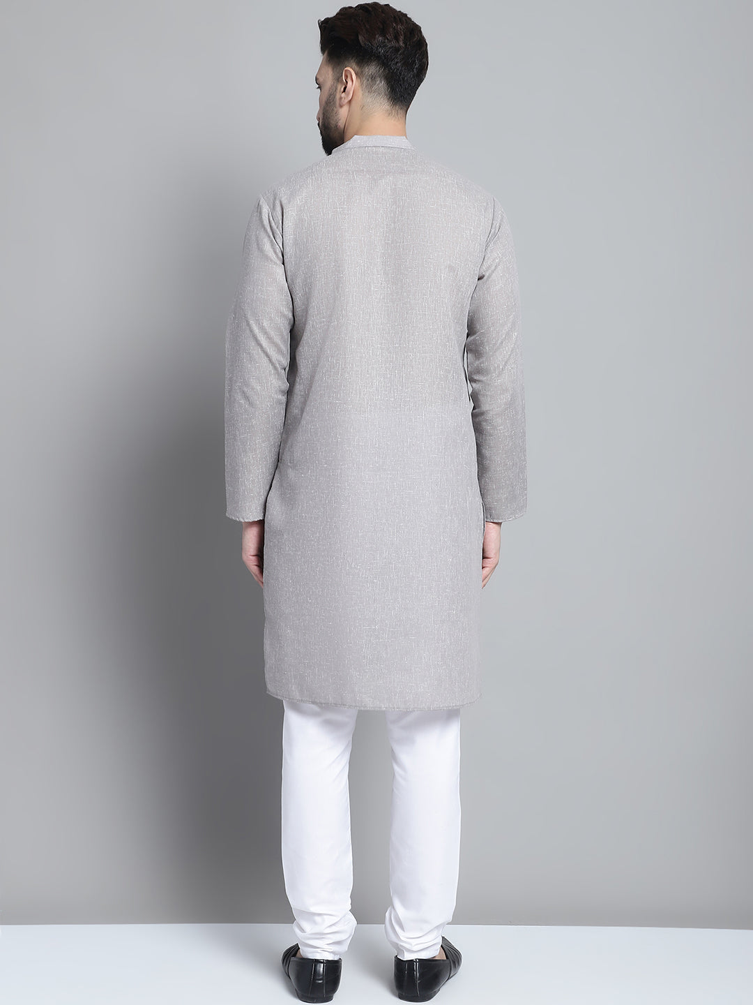 Jompers Men's Solid Pure Cotton Kurta With Pyjamas - Grey - Distacart