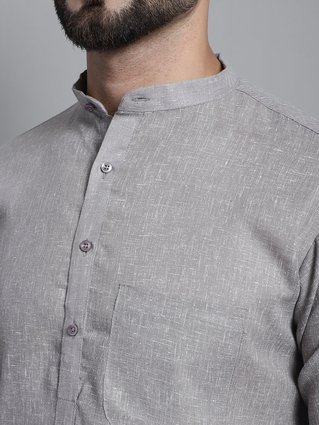 Jompers Men's Solid Pure Cotton Kurta With Pyjamas - Grey - Distacart