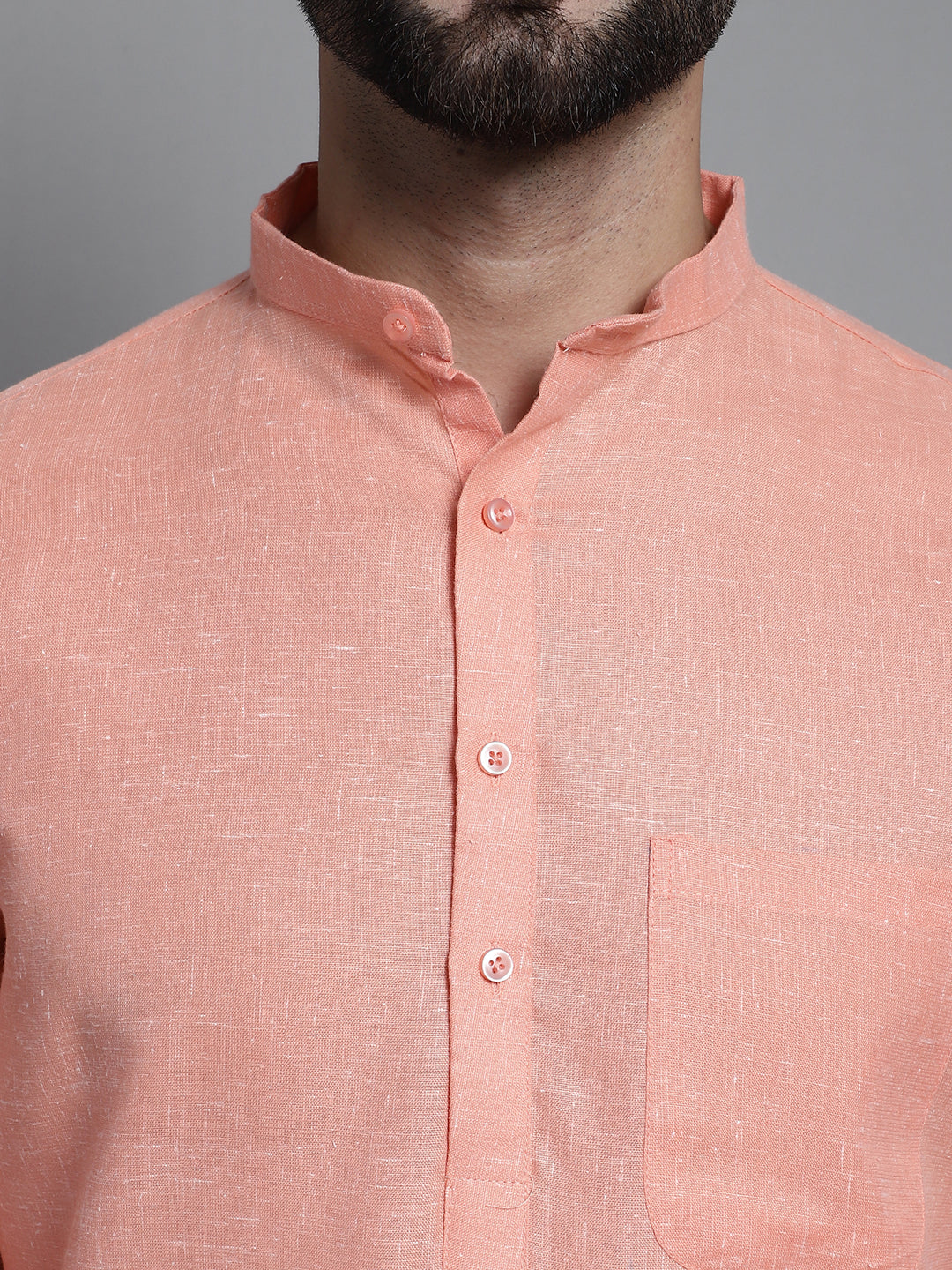 Jompers Men's Solid Pure Cotton Kurta With Pyjamas - Peach - Distacart
