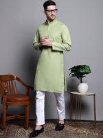 Thumbnail for Jompers Men's Pure Cotton Kurta with Churidar - Pista - Distacart