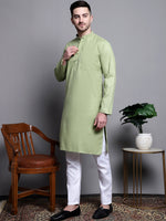 Thumbnail for Jompers Men's Pure Cotton Kurta with Churidar - Pista - Distacart