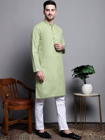 Thumbnail for Jompers Men's Pure Cotton Kurta with Churidar - Pista - Distacart