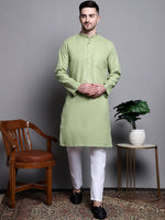 Thumbnail for Jompers Men's Pure Cotton Kurta with Churidar - Pista - Distacart