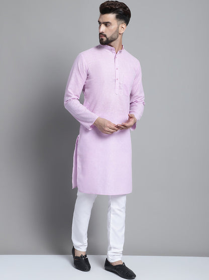 Jompers Men's Solid Pure Cotton Kurta With Pyjamas - Purple - Distacart