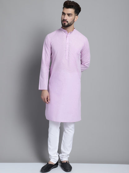 Jompers Men's Solid Pure Cotton Kurta With Pyjamas - Purple - Distacart
