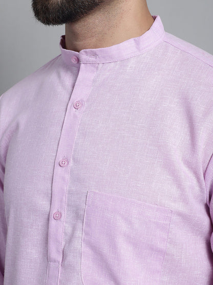 Jompers Men's Solid Pure Cotton Kurta With Pyjamas - Purple - Distacart