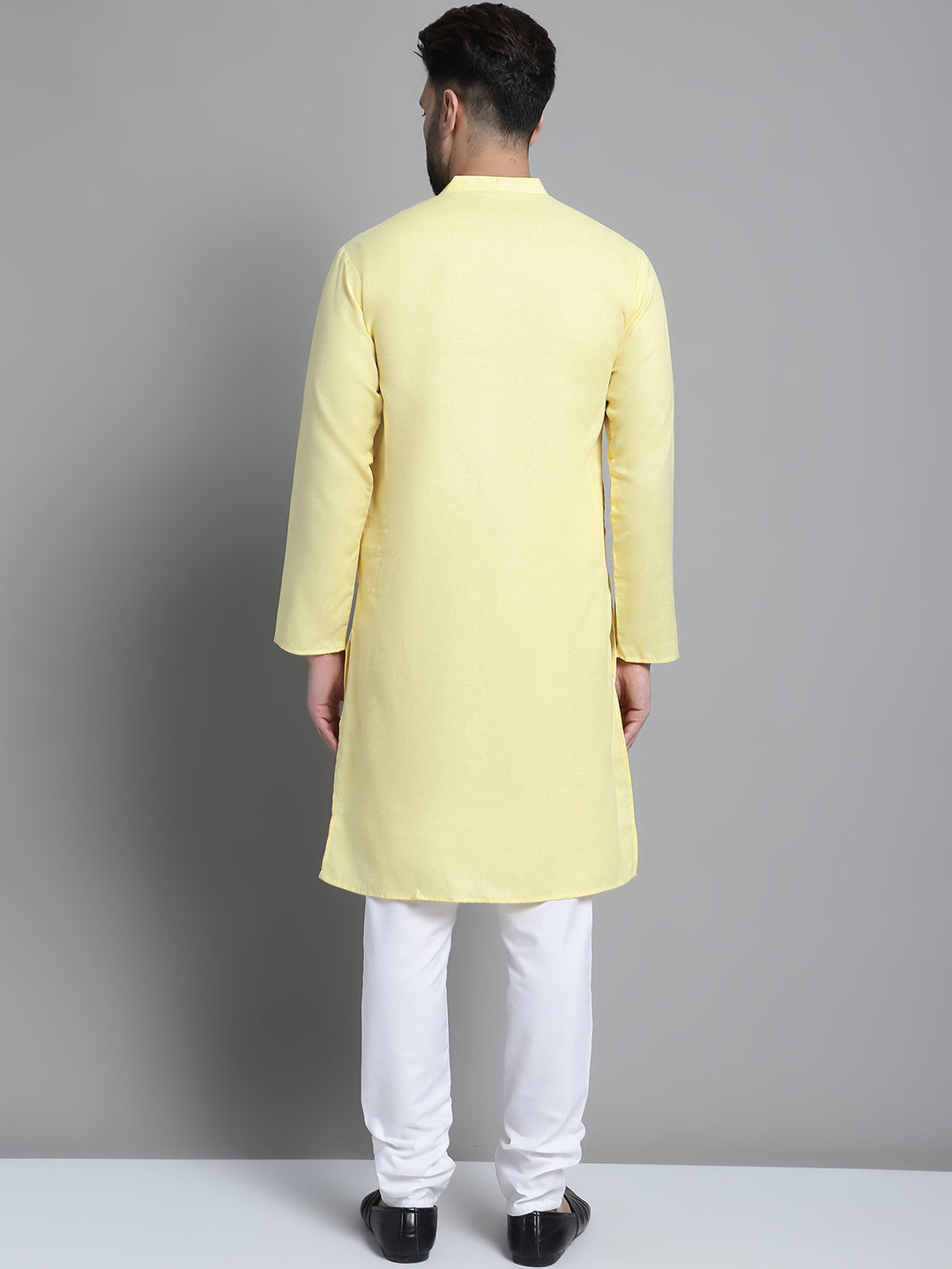 Jompers Men's Solid Pure Cotton Kurta With Pyjamas - Yellow - Distacart