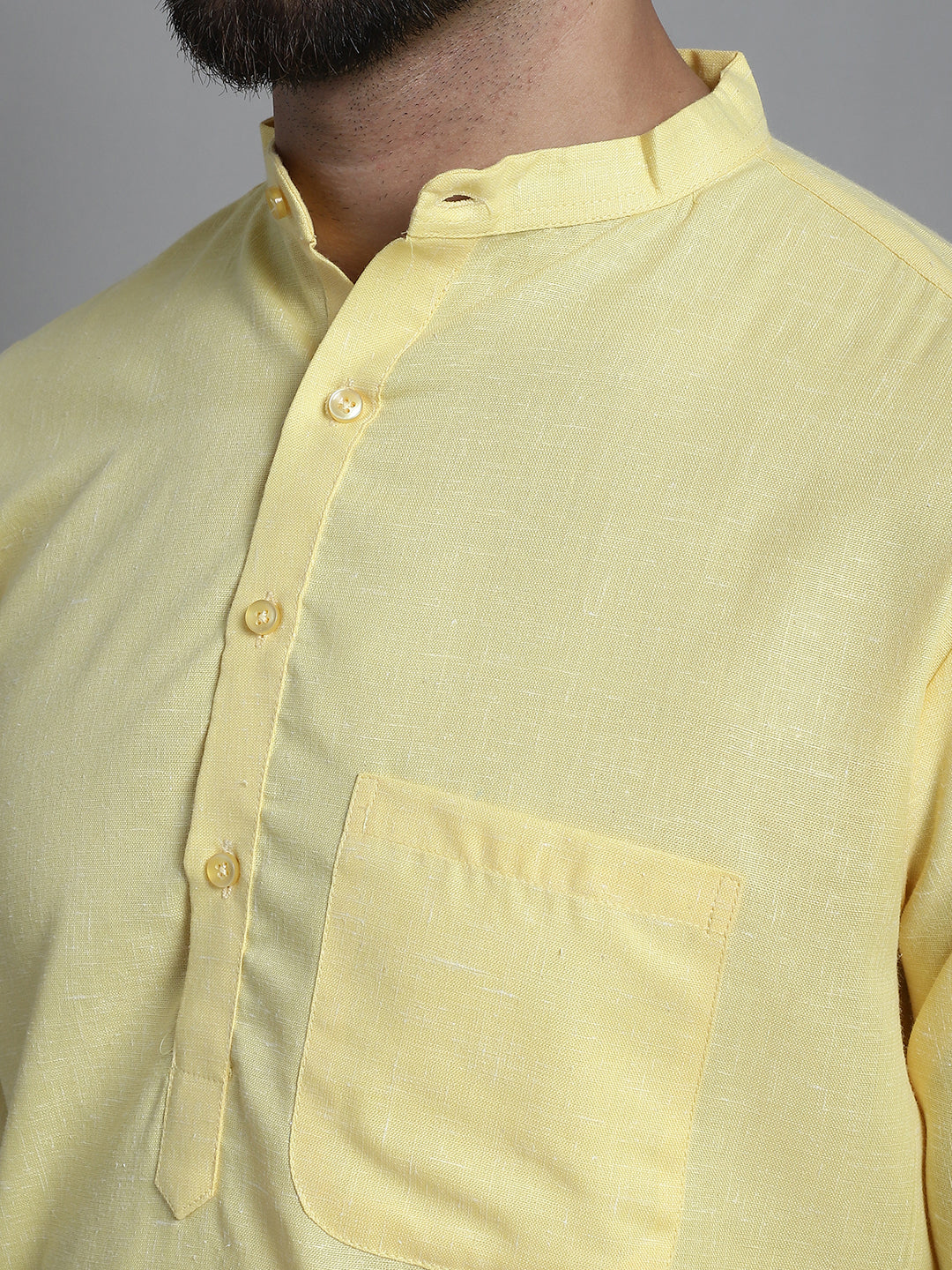Jompers Men's Solid Pure Cotton Kurta With Pyjamas - Yellow - Distacart