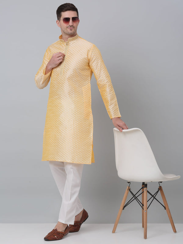 Jompers Men's Golden Collar Embroidered Kurta with Pyjama - Distacart