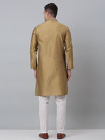Thumbnail for Jompers Men's Mustard Collar Embroidered Kurta with Pyjama - Distacart