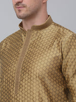 Thumbnail for Jompers Men's Mustard Collar Embroidered Kurta with Pyjama - Distacart
