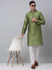 Jompers Men's Olive Green Collar Embroidered Kurta with Pyjama - Distacart