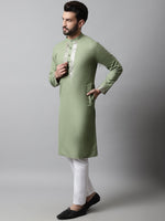 Thumbnail for Jompers Men's Pista Green Embroidered Mirror Work Kurta with Churidar - Distacart