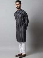 Thumbnail for Jompers Men's Navy Blue Foil Printed Kurta with Churidar - Distacart