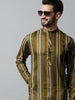 Jompers Men's Olive Green Foil Printed Kurta with Churidar - Distacart