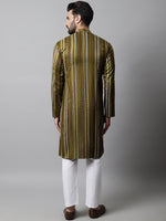 Thumbnail for Jompers Men's Olive Green Foil Printed Kurta with Churidar - Distacart