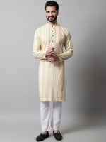 Thumbnail for Jompers Men's Beige Geomatric Printed Kurta with Churidar - Distacart
