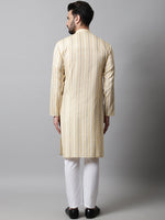 Thumbnail for Jompers Men's Beige Geomatric Printed Kurta with Churidar - Distacart