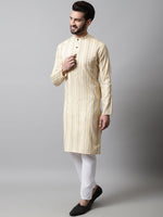Thumbnail for Jompers Men's Beige Geomatric Printed Kurta with Churidar - Distacart