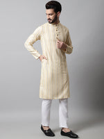 Thumbnail for Jompers Men's Beige Geomatric Printed Kurta with Churidar - Distacart