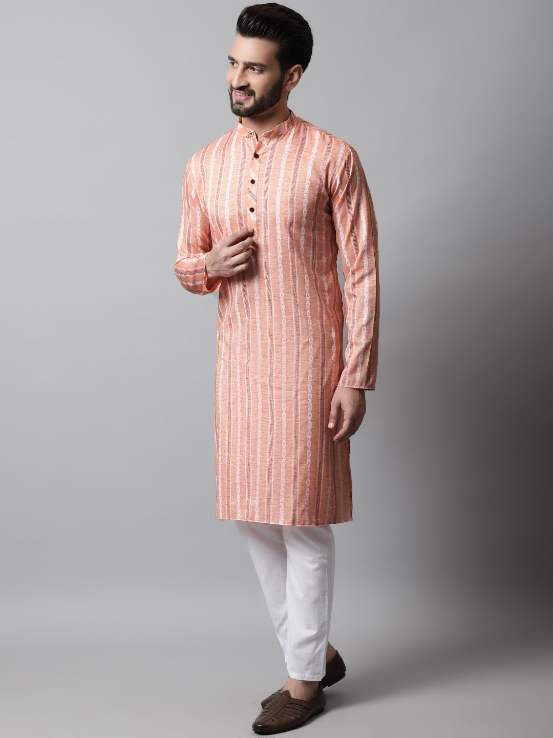 Jompers Men's Coral Geomatric Printed Kurta with Churidar - Distacart