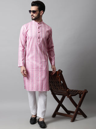 Jompers Men's Pink Geomatric Printed Kurta with Churidar - Distacart