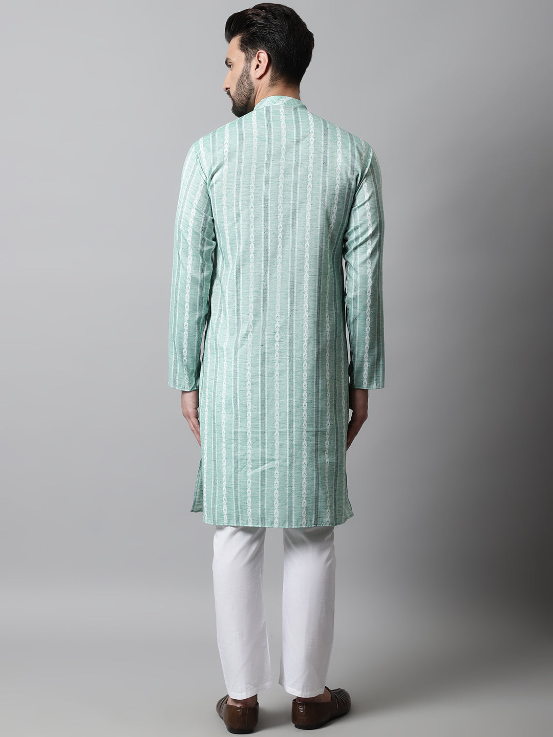 Jompers Men's Sky Blue Geomatric Printed Kurta with Churidar - Distacart