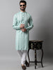 Jompers Men's Sky Blue Geomatric Printed Kurta with Churidar - Distacart
