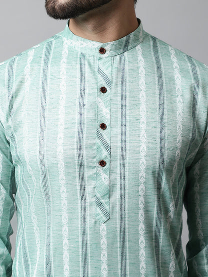 Jompers Men's Sky Blue Geomatric Printed Kurta with Churidar - Distacart