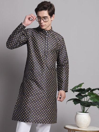 Jompers Men's Black Printed Silk Blend Kurta Payjama - Distacart