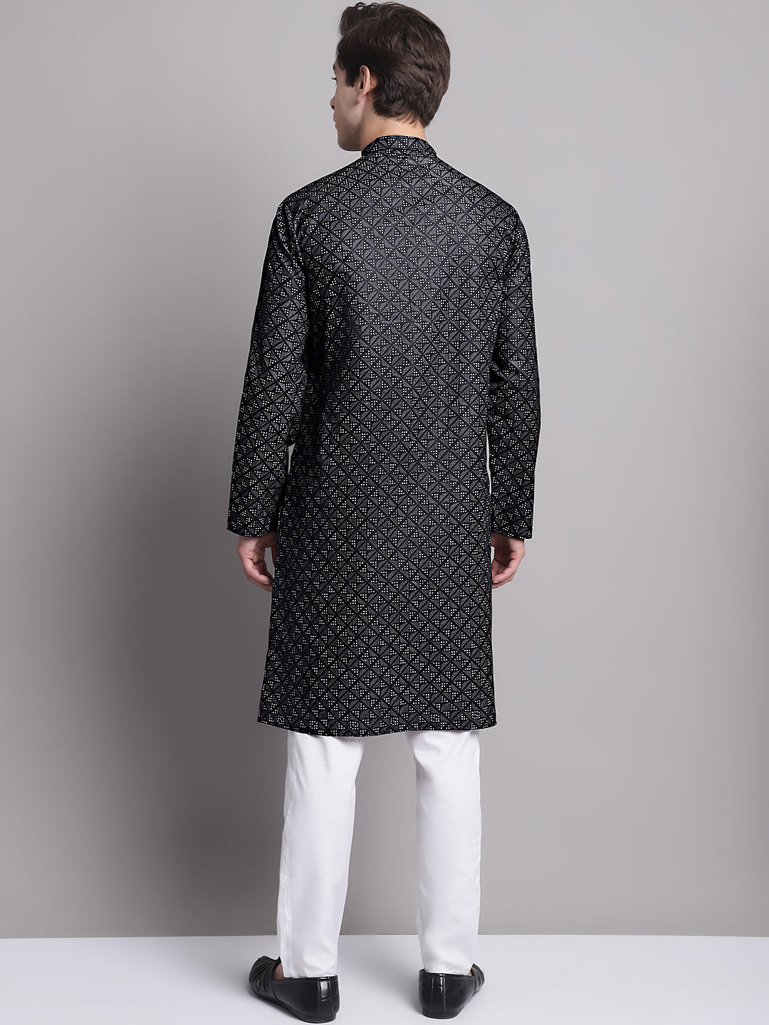 Jompers Men's Black Printed Pure Cotton Kurta Payjama Set - Distacart