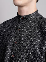 Thumbnail for Jompers Men's Black Printed Pure Cotton Kurta Payjama Set - Distacart