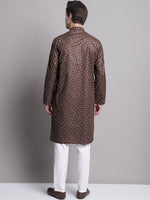 Thumbnail for Jompers Men's Coffee Brown Printed Pure Cotton Kurta Payjama Set - Distacart